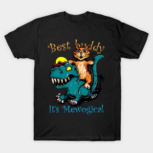 T Rex Dinosaur Riding Cat T-Shirt